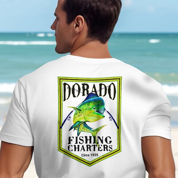 COPY - Dorado Fishing Charters T-shirt Gift for Men Mahi Dolphin Fish - Picture 1 of 2